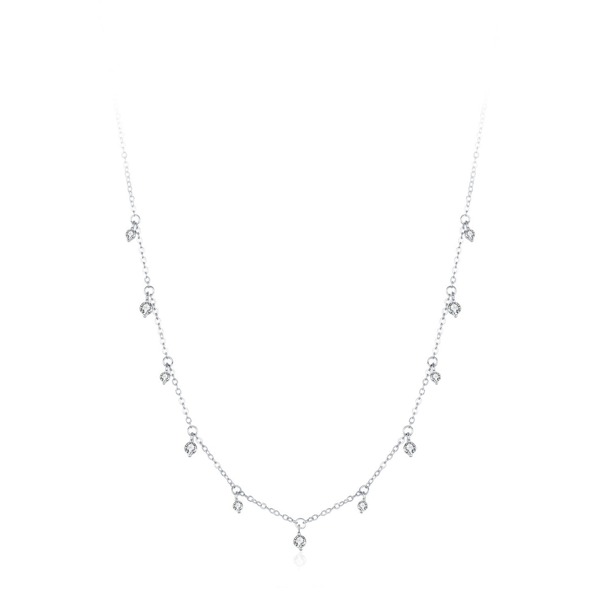S925 Sterling Silver Fringed Neck Chain Women's Simple Thin Chain Accessories High-end Collarbone Chain