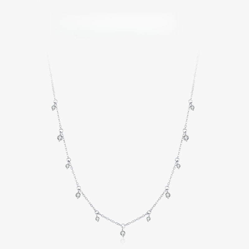 S925 Sterling Silver Fringed Neck Chain Women's Simple Thin Chain Accessories High-end Collarbone Chain