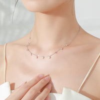 S925 Sterling Silver Fringed Neck Chain Women's Simple Thin Chain Accessories High-end Collarbone Chain