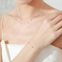 S925 Sterling Silver Fringed Neck Chain Women's Simple Thin Chain Accessories High-end Collarbone Chain